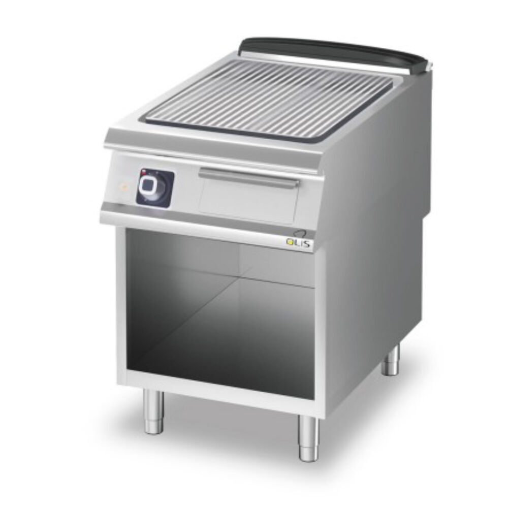 Griddle chromium/grooved Metos Diamante D93/10SFTECR with open cupboard230V/3PE/50Hz