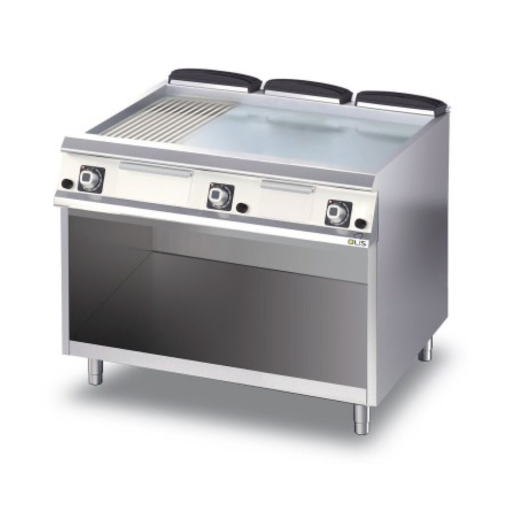 Gassflattgrill krombelagt/rillet Metos Diamante D76/10FTTGC1/3R medåpent stativ, 19,5kW